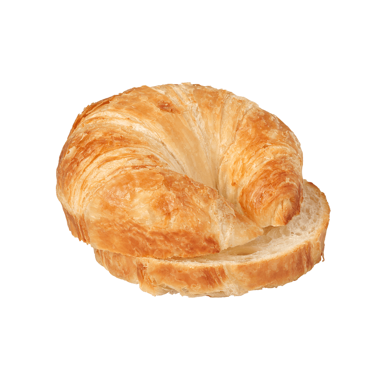 baked sliced curved croissant side