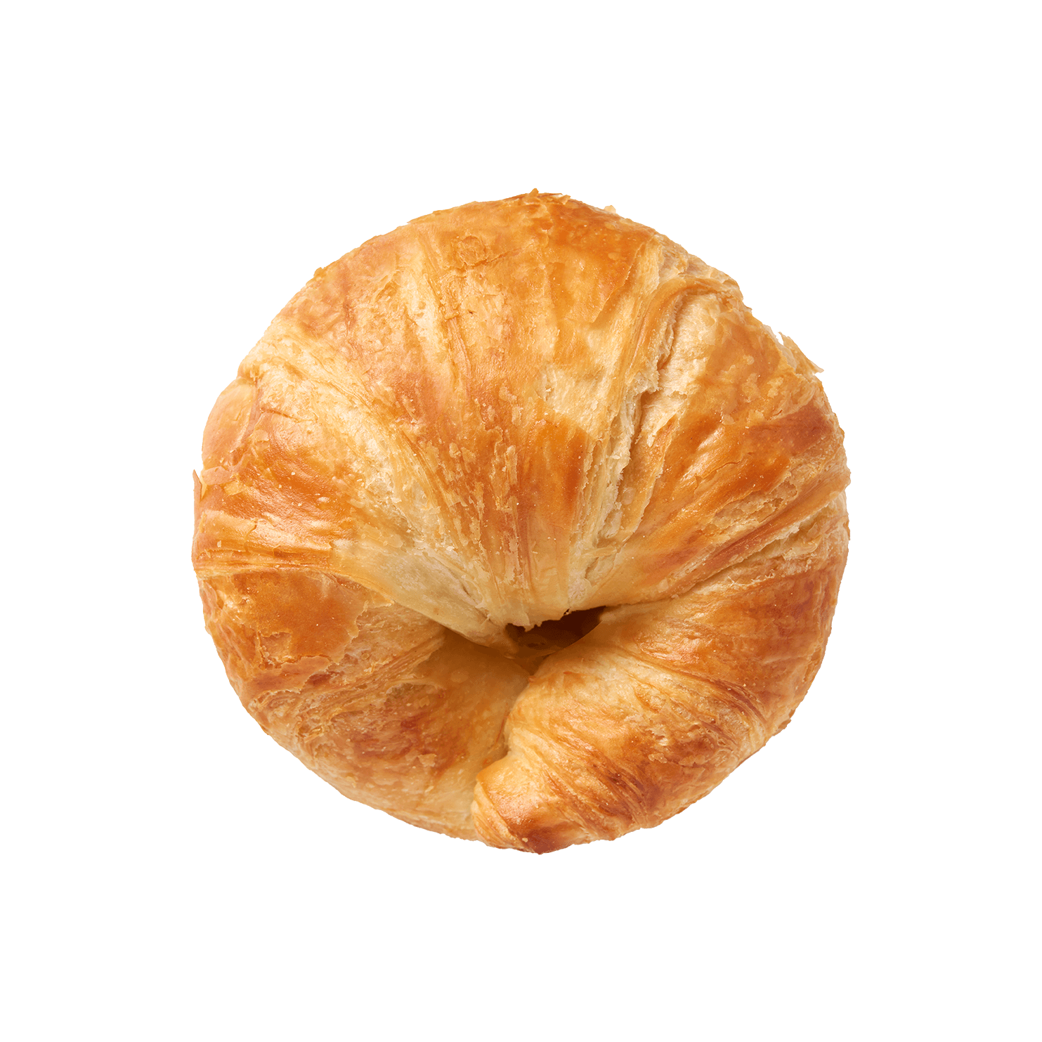 baked and sliced curved croissant top