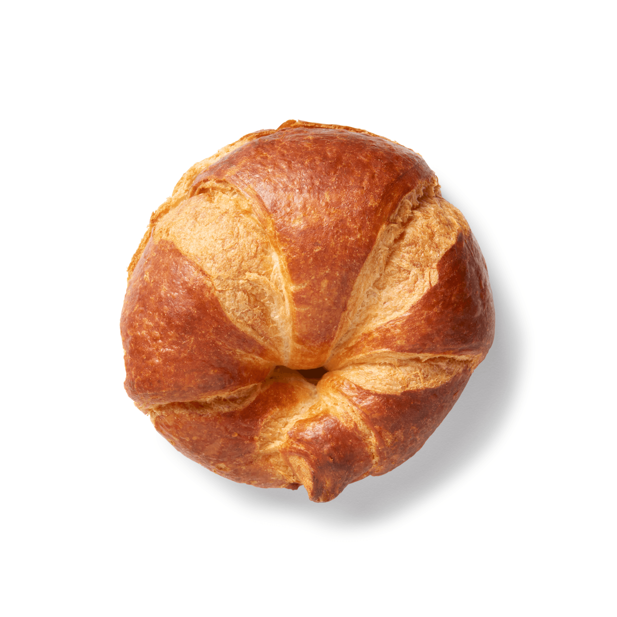 baked sliced curved margarine croissant top