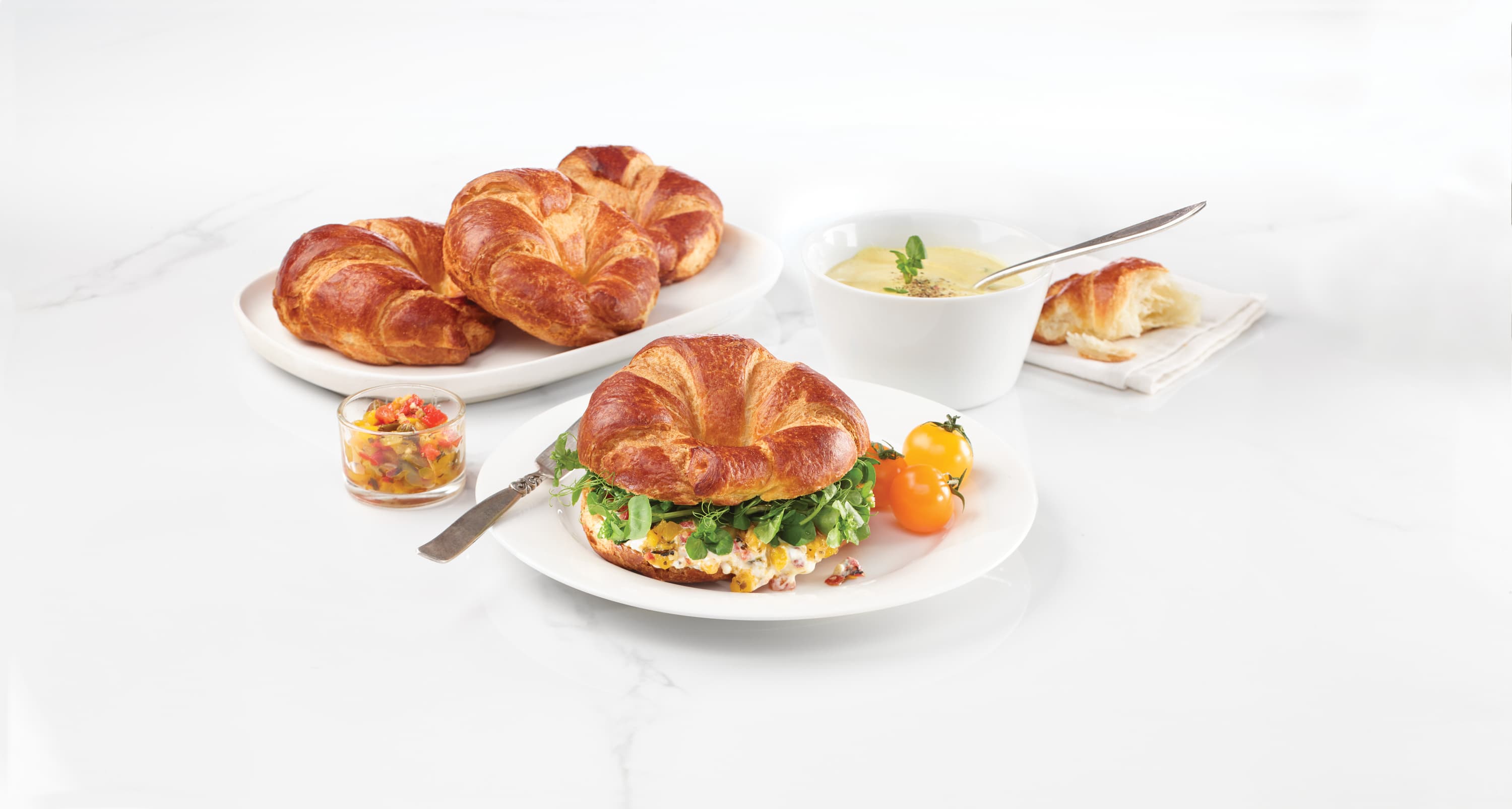 baked sliced curved margarine croissant lifestyle