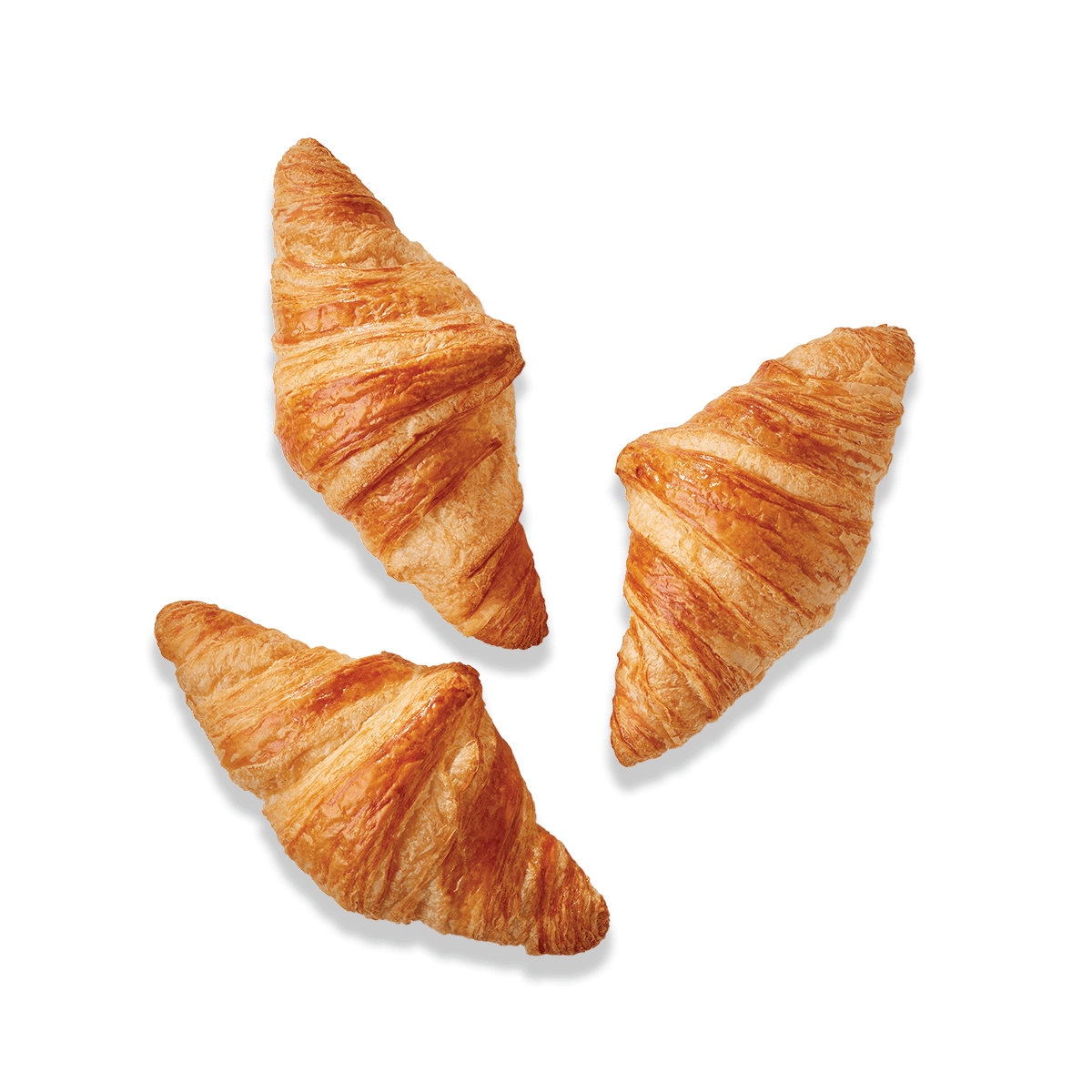 trois minis croissants parfaits beurre vue de haut