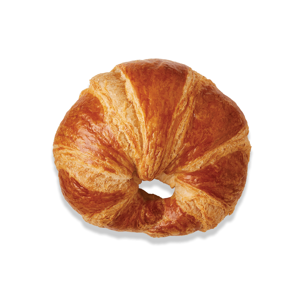 top view of curved butter croissant