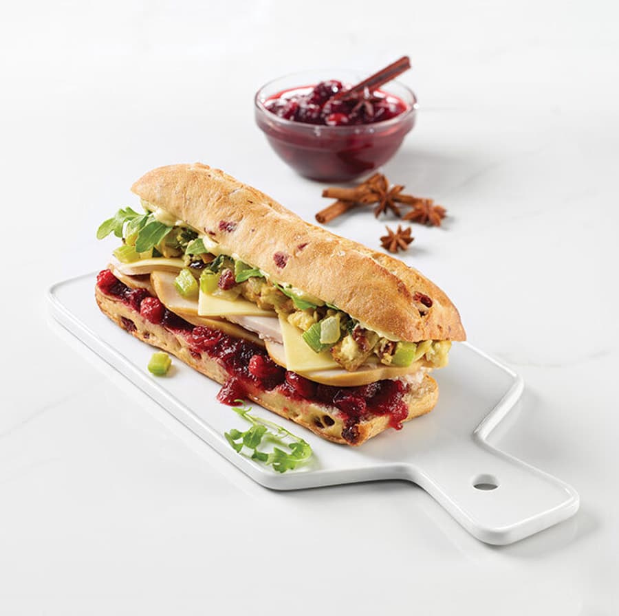 Turkey Stuffing and cranberry Sandwich Bridor