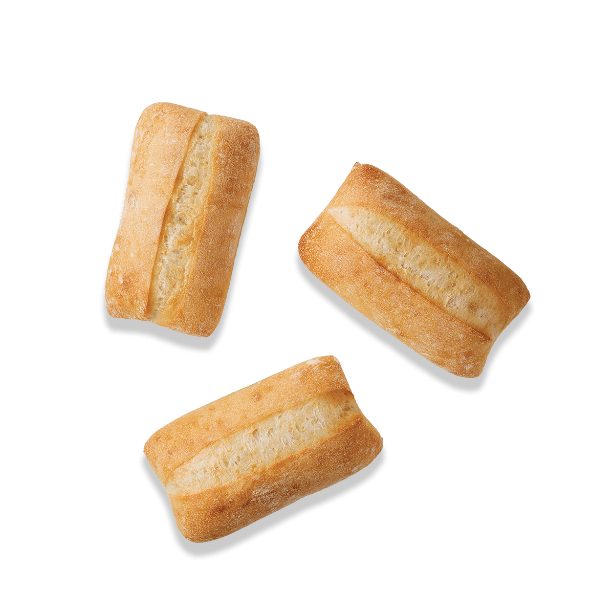 top view of three mini rustic breads