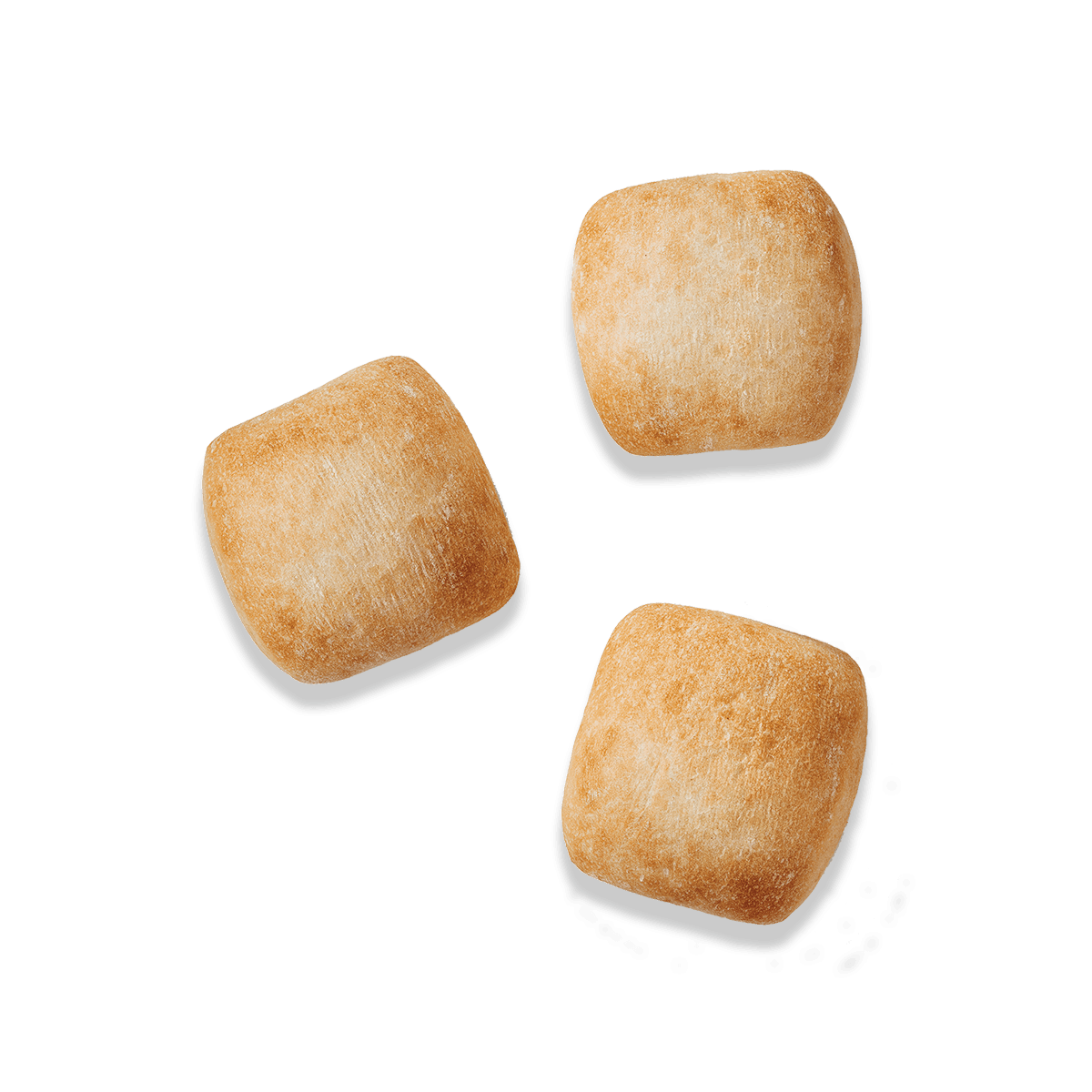 top view of three golden rolls