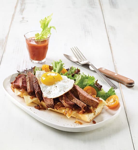 Open Faced Steak Egg Sandwich