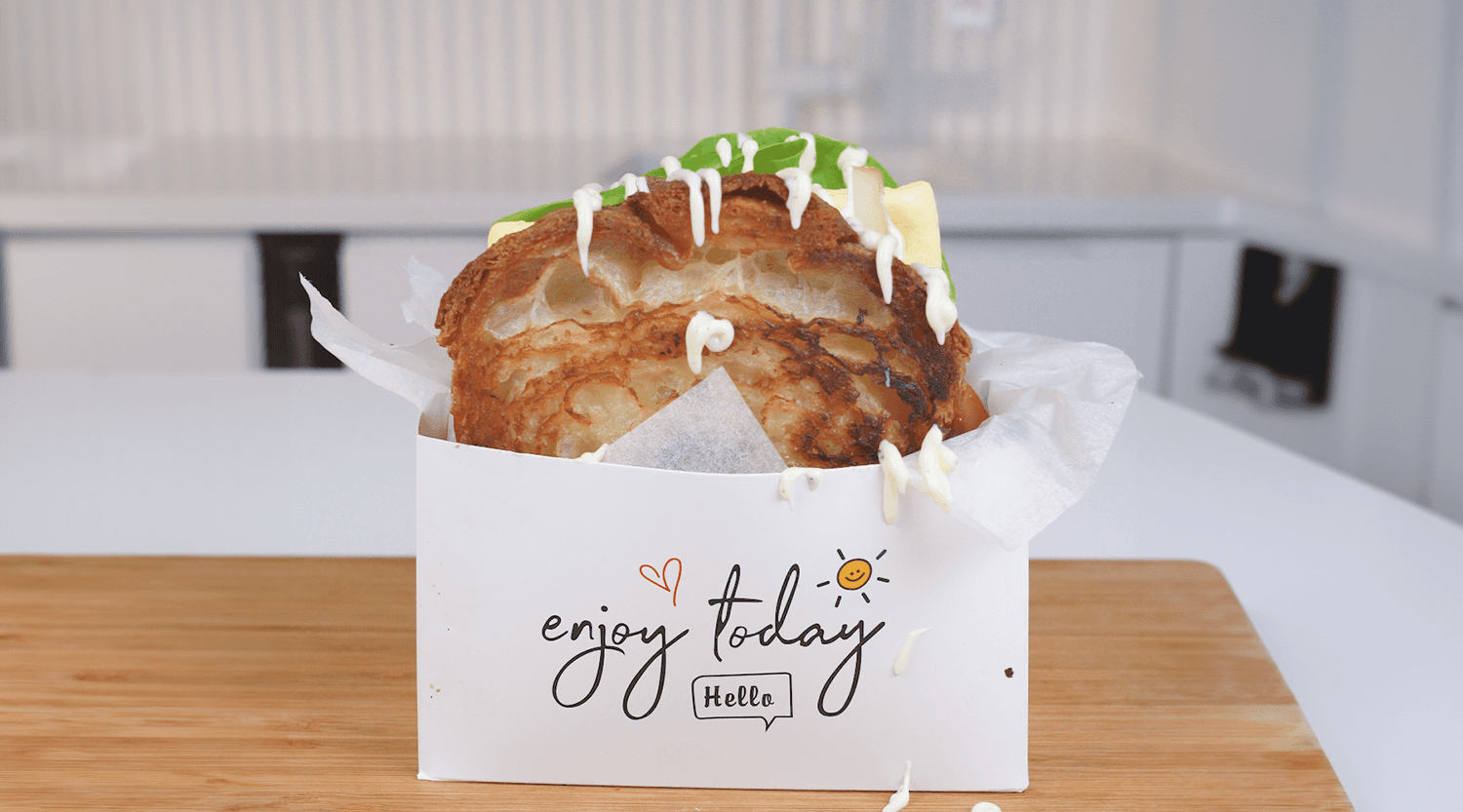 Croissant loaf omelette sandwich