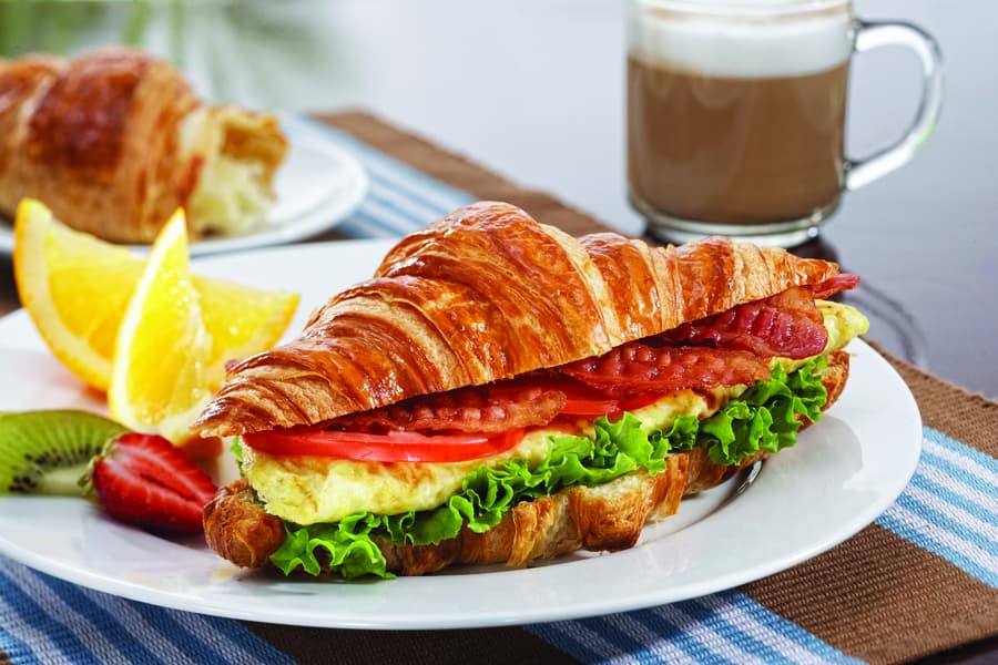 BLT Croissant sandwich with omelet