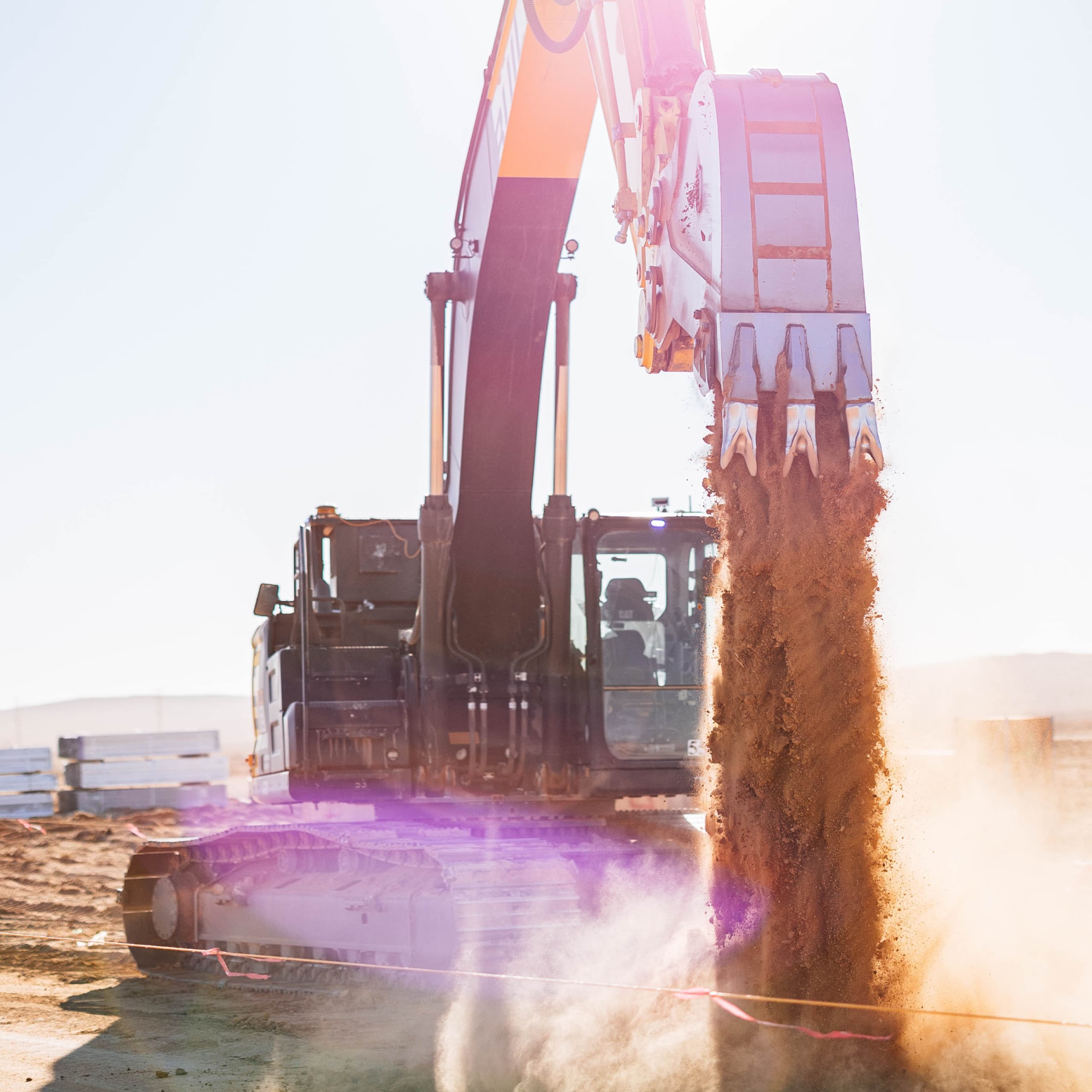 Digging trench spoil dump