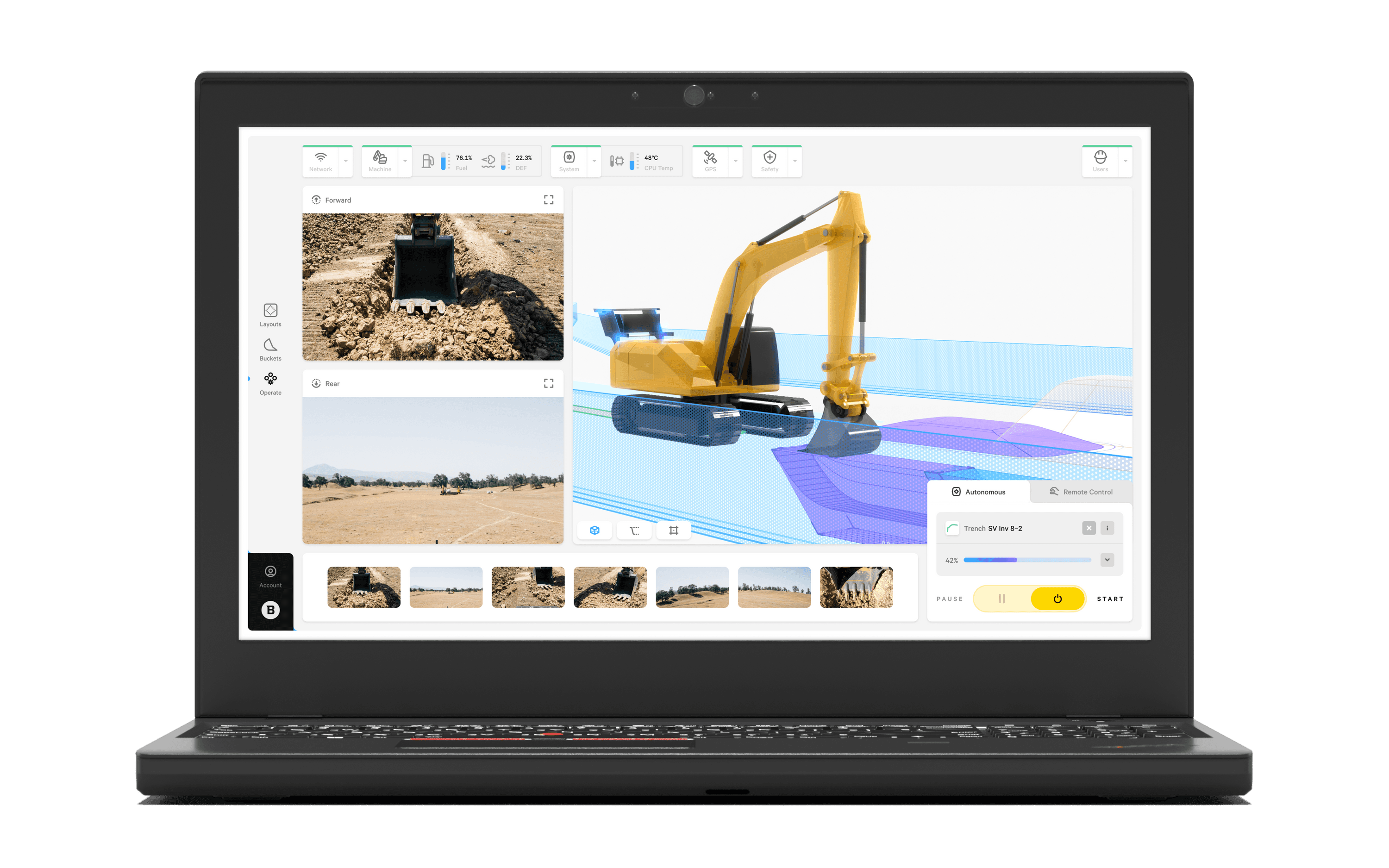 A Render of Everest on a Laptop Showing a Robot Digging a Trench Autonomously