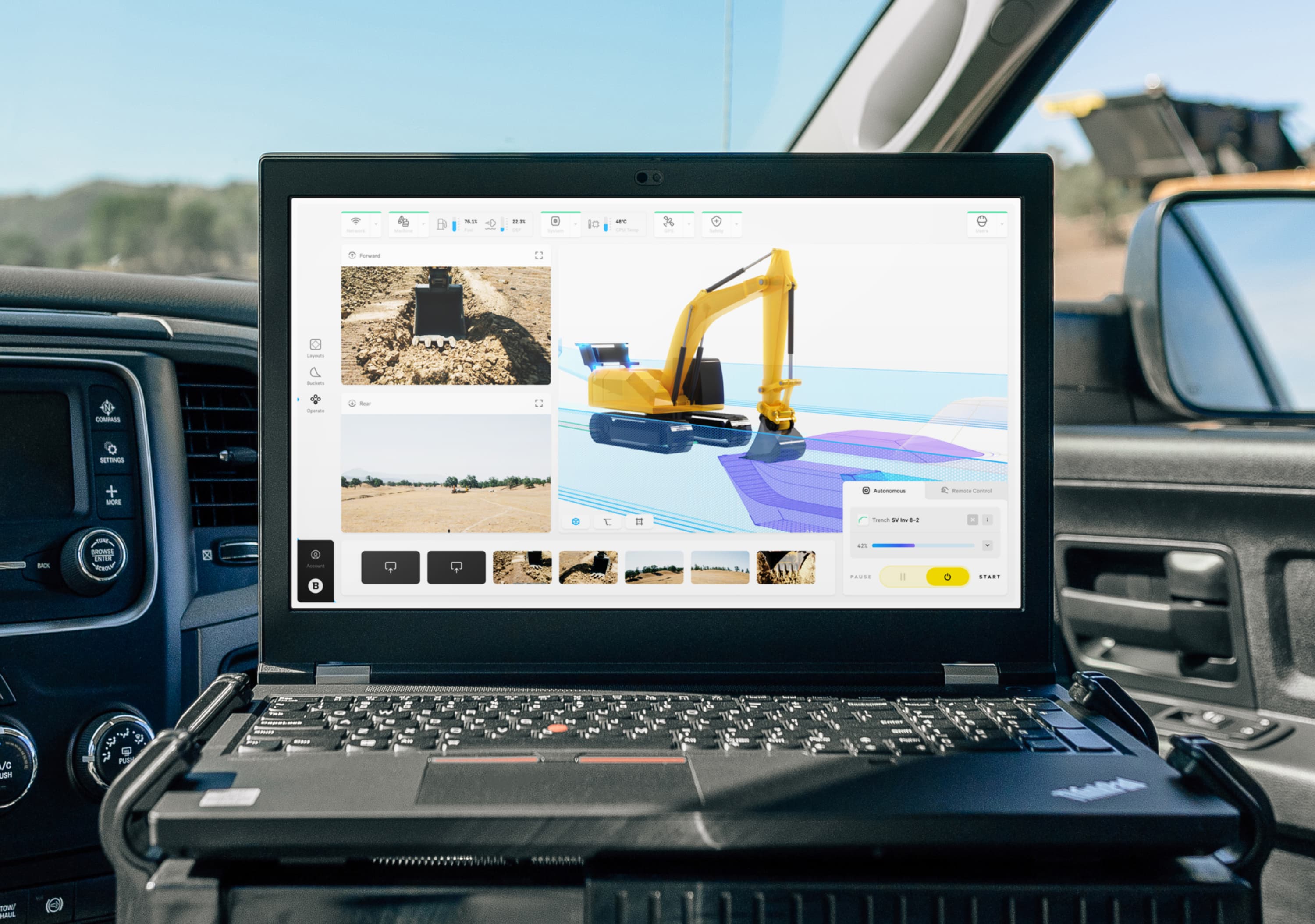 A Laptop Running the Autonomous Trenching Software Program Everest