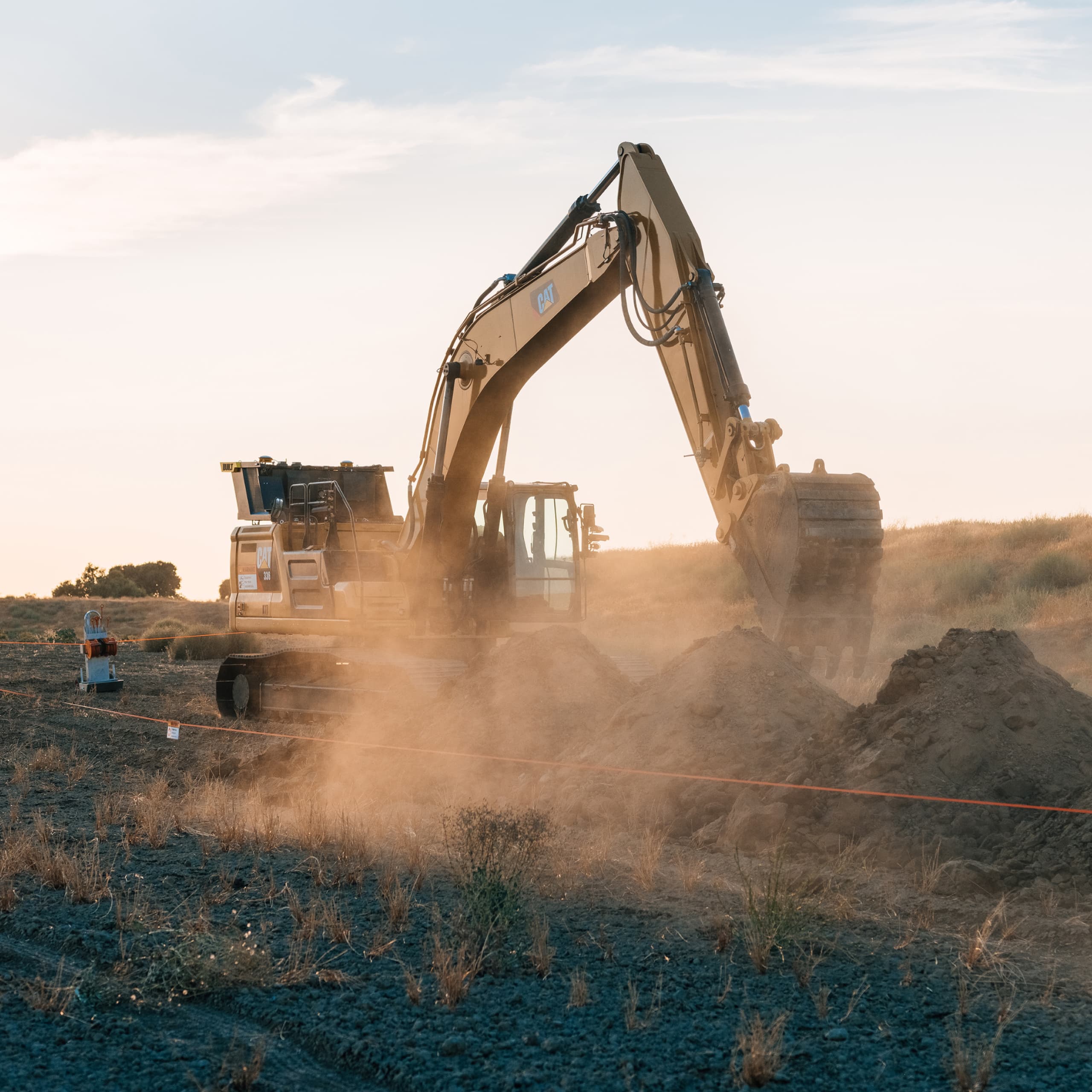 Trench digging dusk