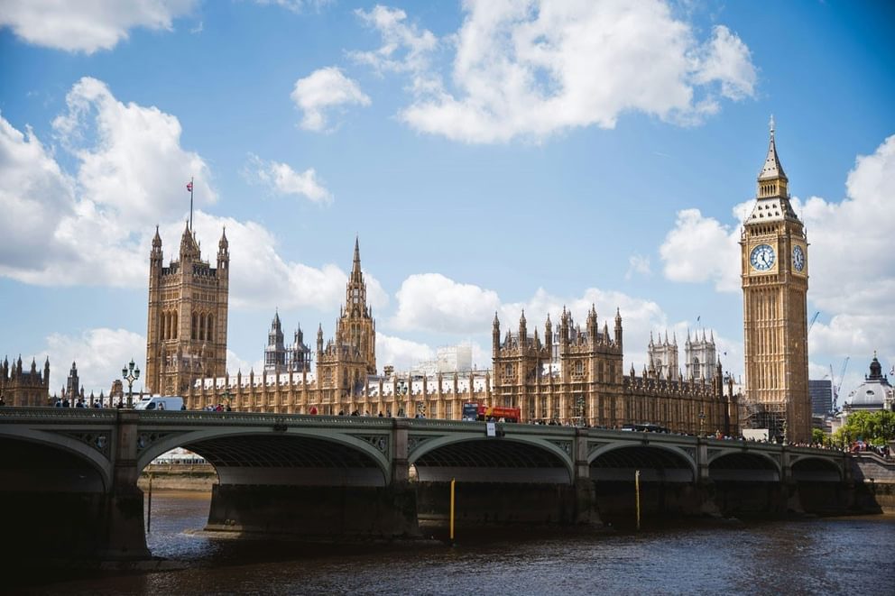 Westminster Bridge with Big Ben in the background, London.