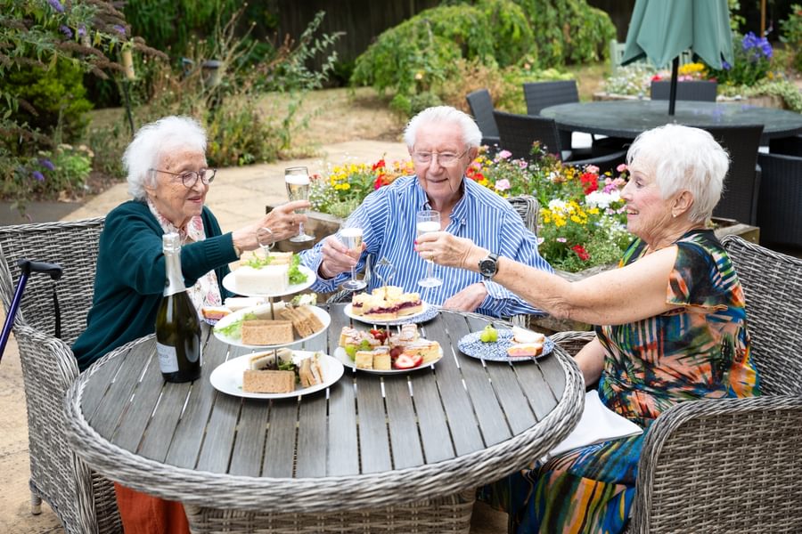 Caring Homes 2026 - 3 residents having high tea