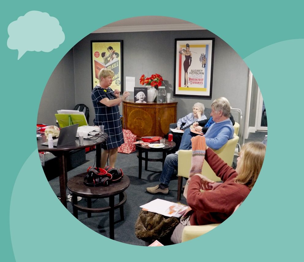 Speaker in one of our dementia care homes providing dementia care advice.