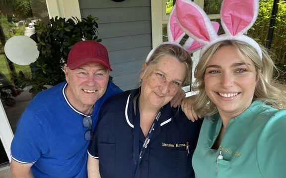 Care home team wearing Easter bunny ears