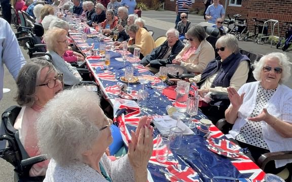 Blenheim Court Care Home’s enjoying celebrations outside for coronation.