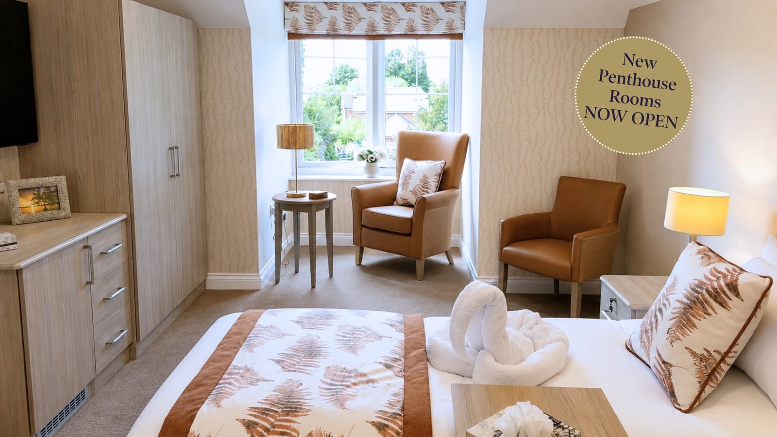 Broadbridge Park Care Home in Horsham, West Sussex, Penthouse Suite Rooms showing resident bedroom