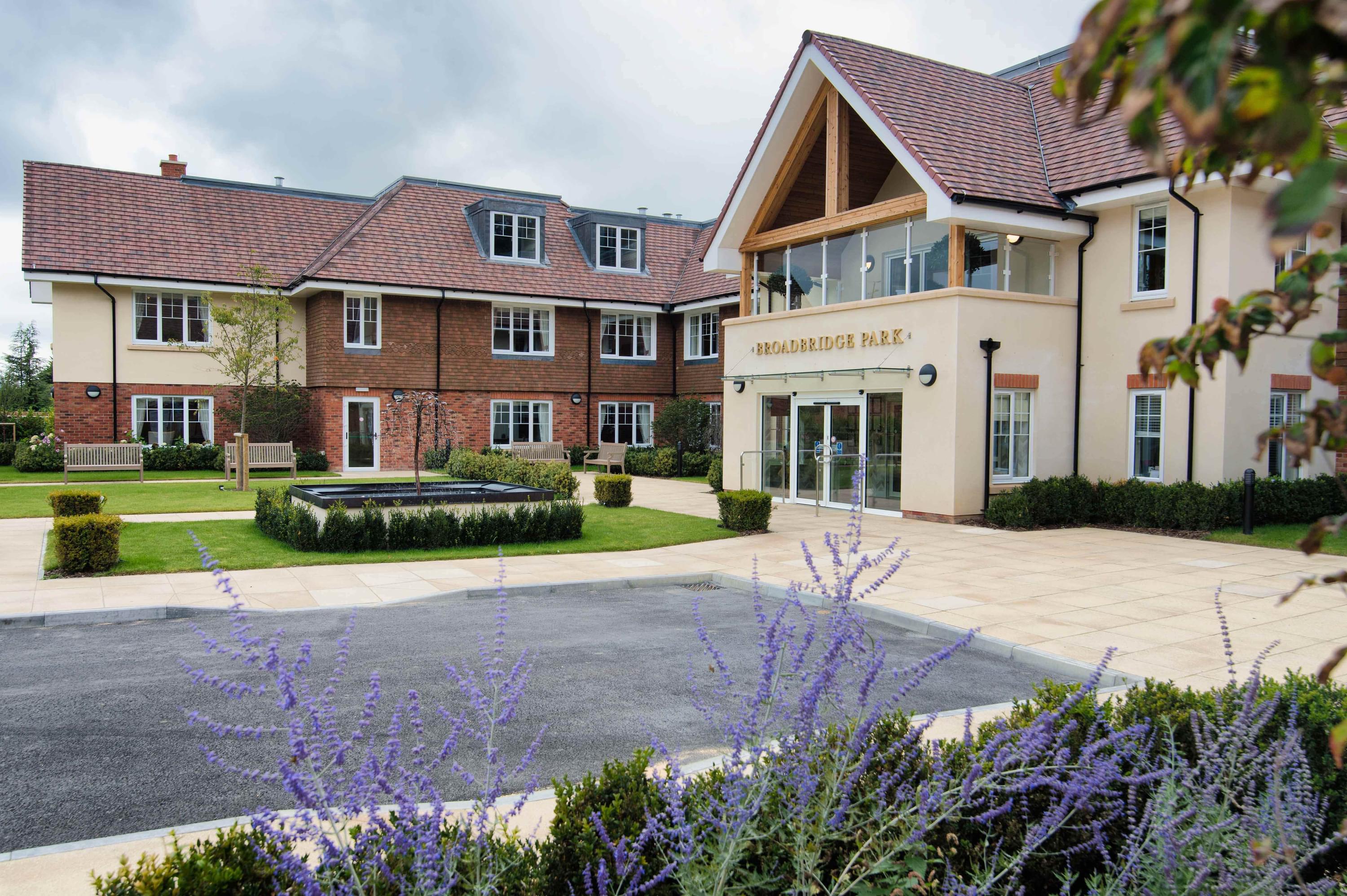 Exterior grounds and appearance of Broadbridge Care Home in West Sussex