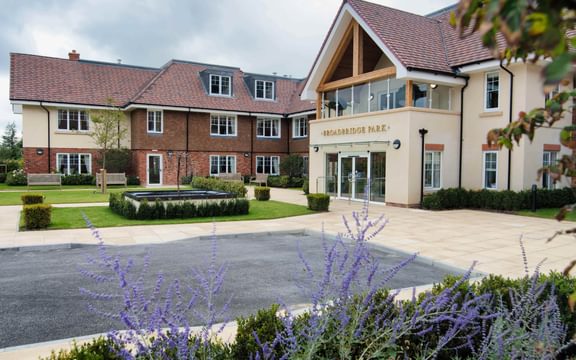 Exterior grounds and appearance of Broadbridge Care Home in West Sussex