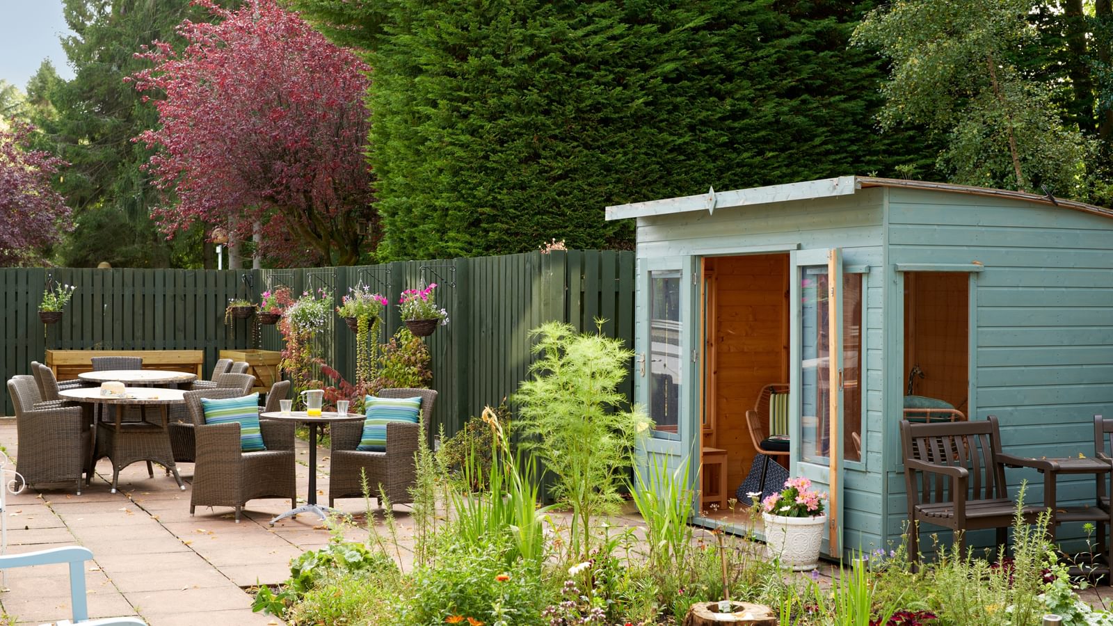 Hawkhill House Care Home residents courtyard