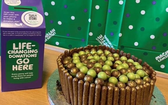 Chef Jude's chocolate cake for Macmillan cake sale at Hillside Care Home