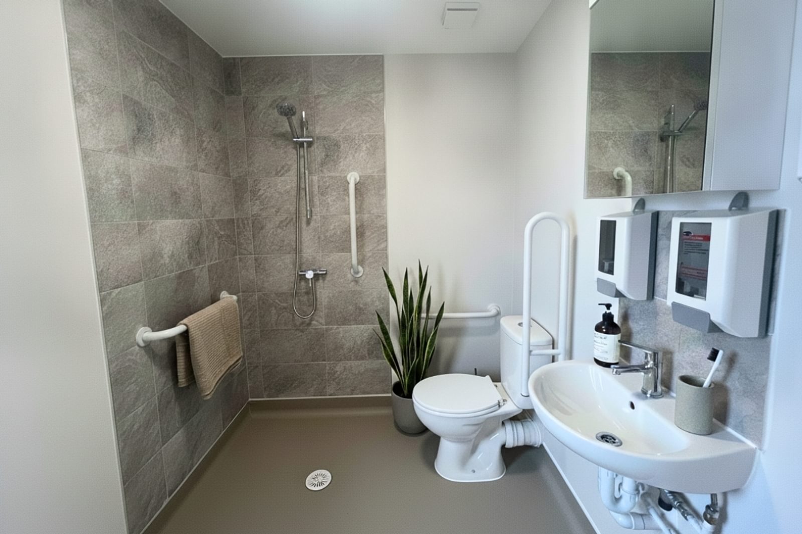 Renovated ensuite for a resident bedroom at Latham Lodge Care Home near Portsmouth