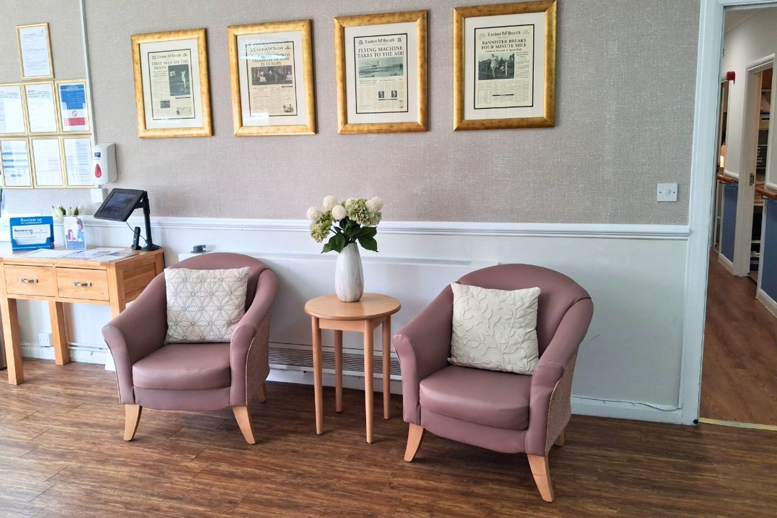 Renovated reception at Latham Lodge Care Home near Portsmouth