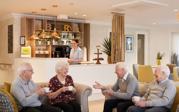Tarring Manor Residents chatting in the bistro