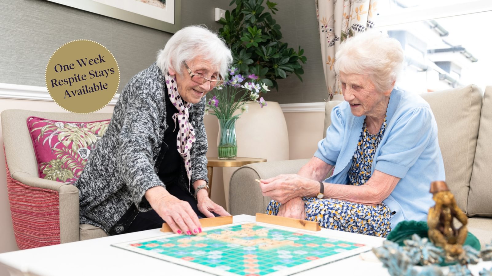 Tarring Manor Care Home Two residents playing scrabble