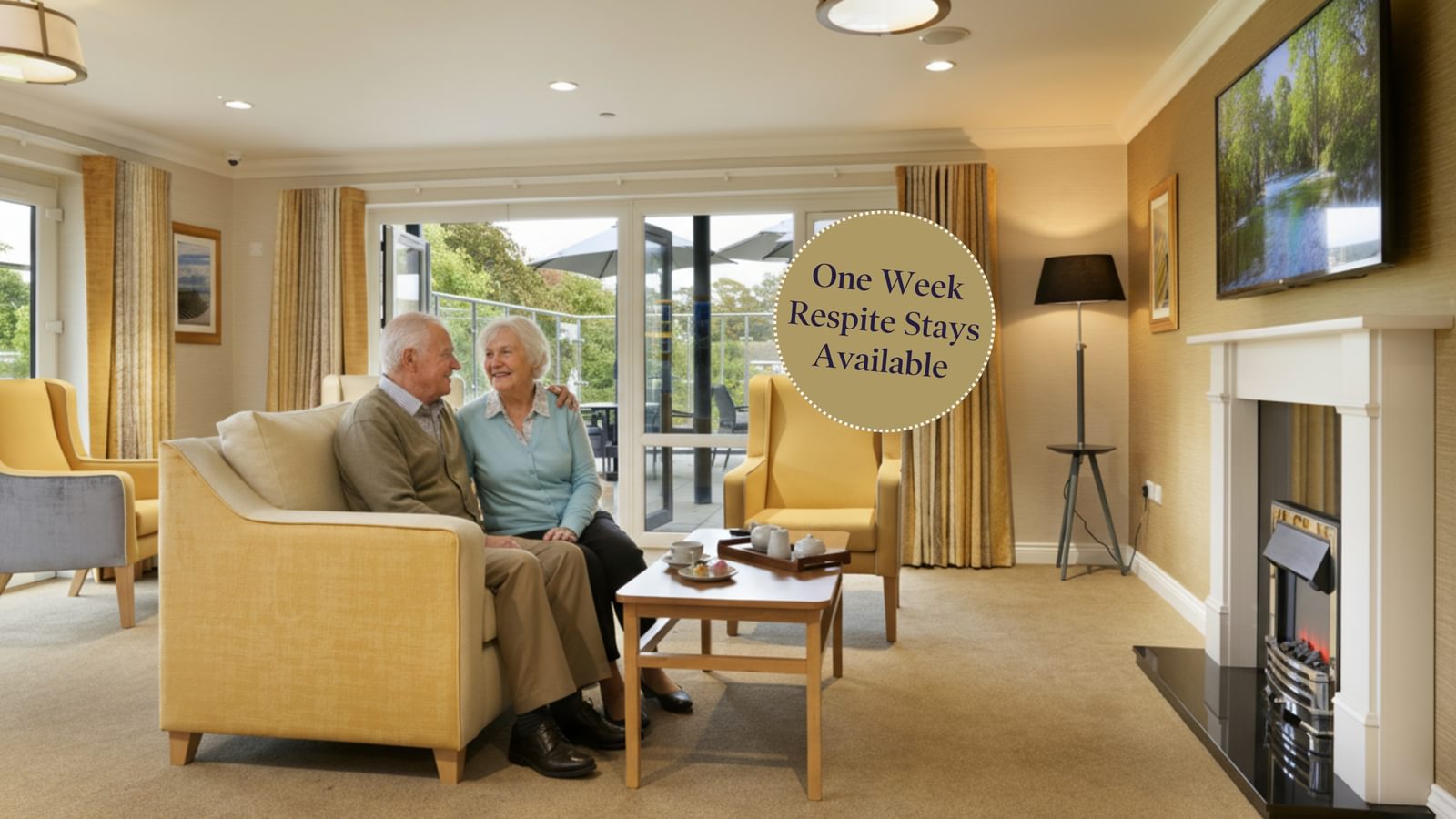 Tarring Manor Care Home care home two residents chatting on the sofa