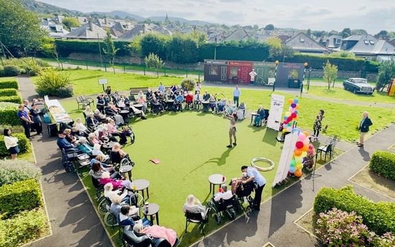 Overhead shot of the Fringe Care Fest at The Manor Care Home in Edinburgh