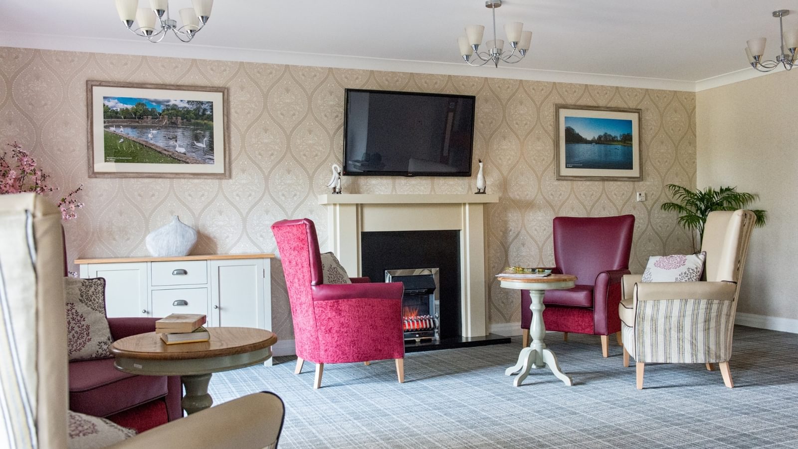 The Orchard Nursing Home in St Albans, Hertfordshire, sitting room in a care home