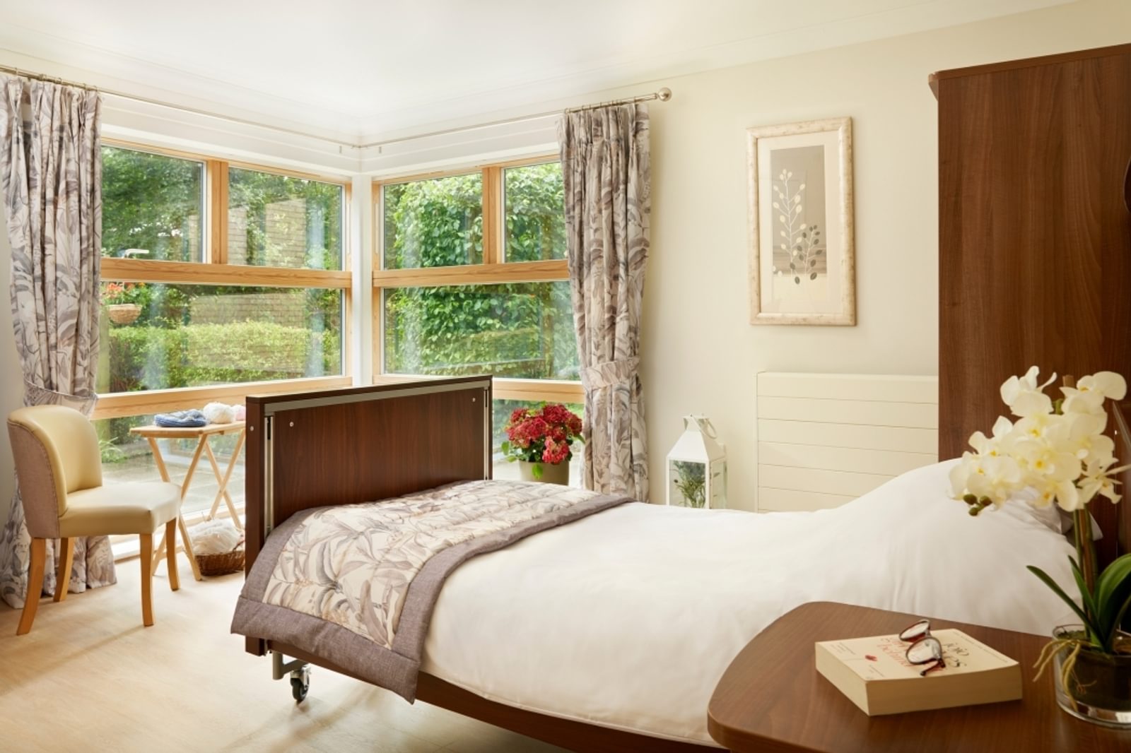 Whittington House Care Home in Cheltenham, Gloucestershire resident bedroom on the garden floor of care home