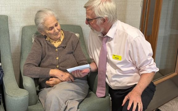 Home Manager, David and resident at Blenheim Court