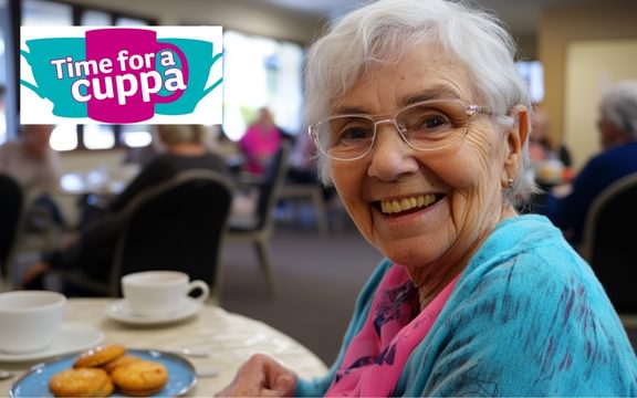 Resident enjoying a cup of tea