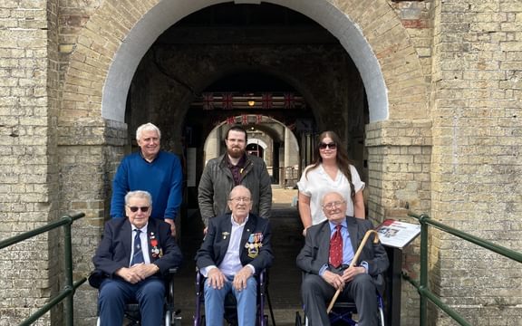 Cotman House residents Lawrence and Bill, with family and friends at Felixstowe Museum
