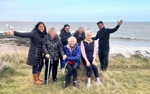 Residents and team members at Hawkhill House in Aberdeen by the sea