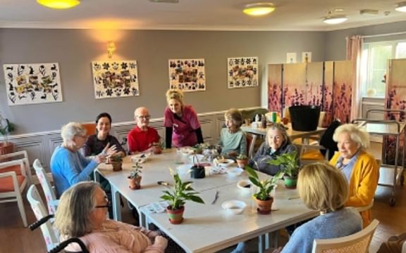 Residents at Mellish House Care Home in Sudbury have fun at a Planting Workshop