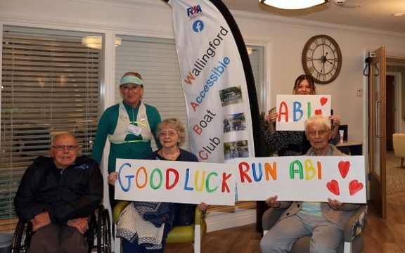 Residents with runner Abi at Benson House Care Home in Wallingford