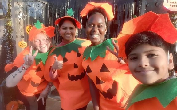 Care Home team dressed in Halloween outfits at The Orchard Nursing Home in St Albans