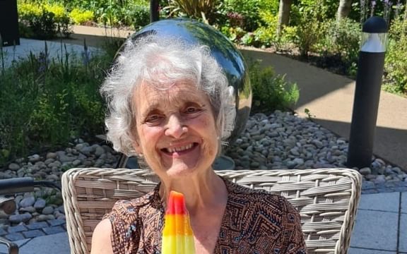 Residents enjoying the sunshine at Horsell Lodge Care Home