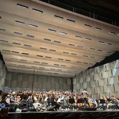 Photograph of the CBSO and CBSO Chorus rehearsing in Monaco.