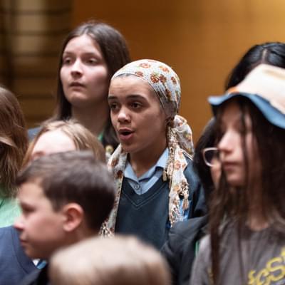 Photograph of teenage girls singing in the CBSO Youth Chorus