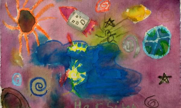 Photograph of a child's painting of the universe