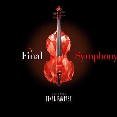 An illustration of a red crystal violin with the words Final Symphony 2 around it.