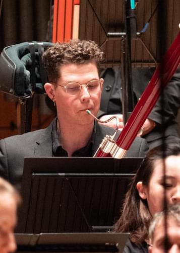 Nikolaj Henriques playing the bassoon with the CBSO