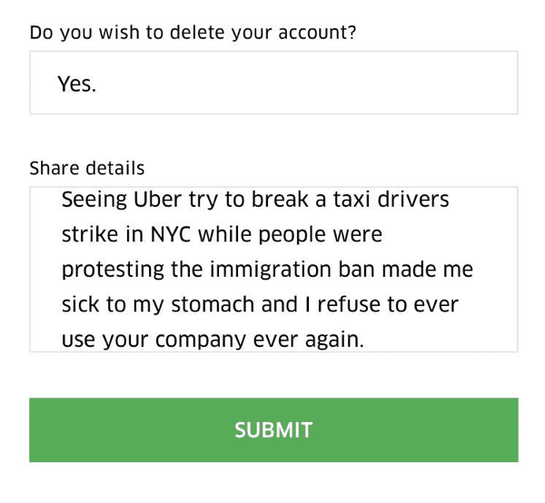 Delete Uber Account Image of the Process