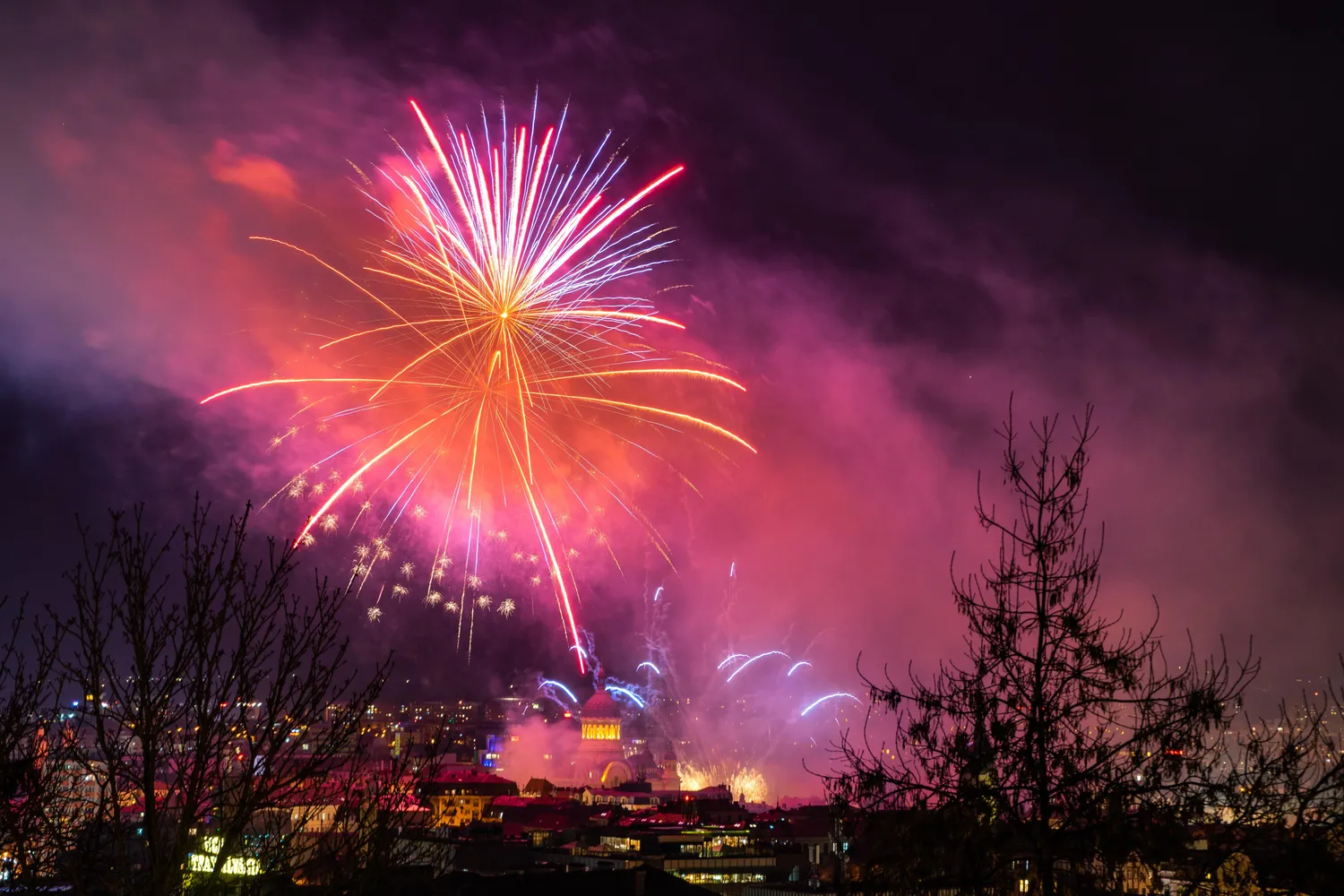 Colourful firework burst