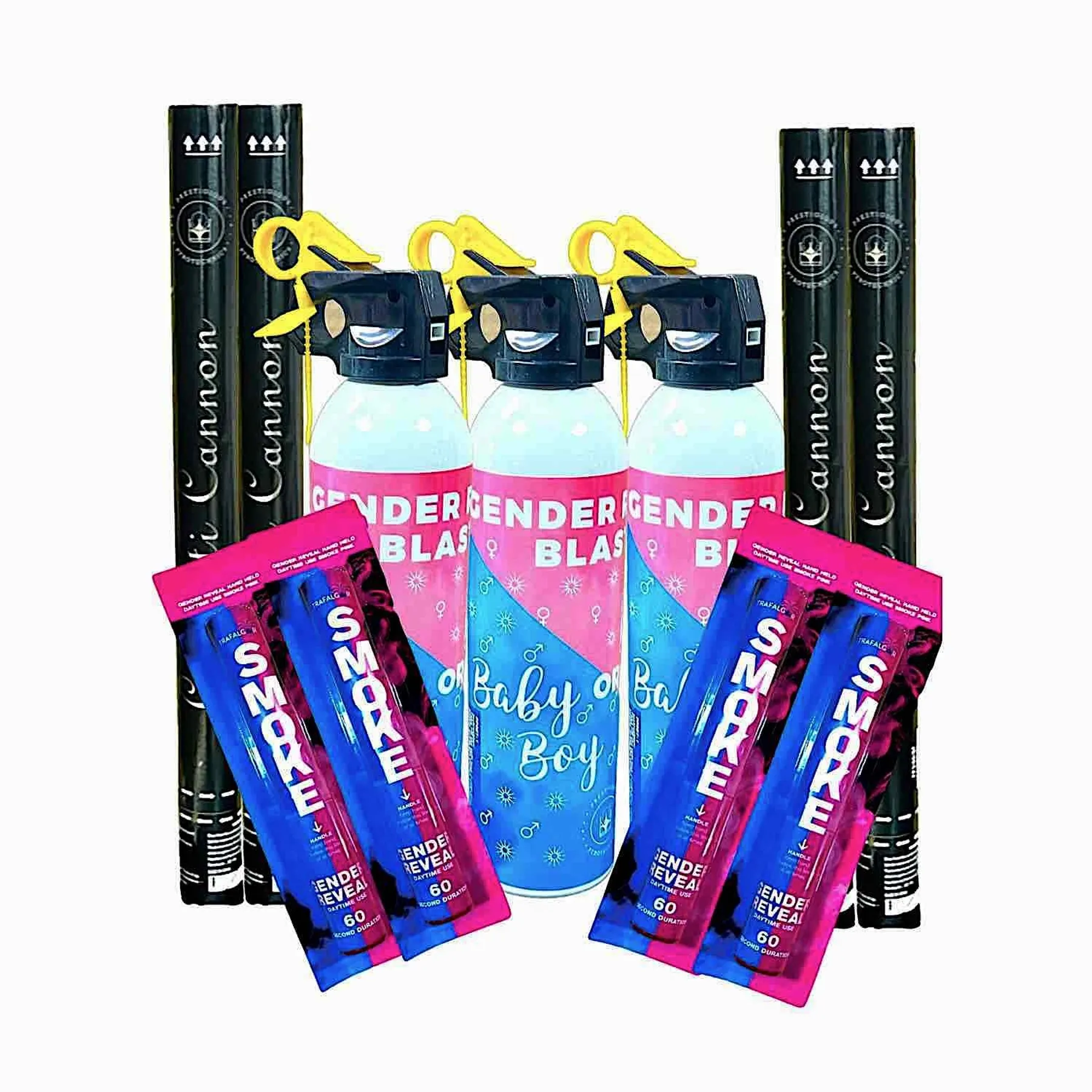 Gender reveal package blaster confetti cannons pink smokes Manchester Fireworks